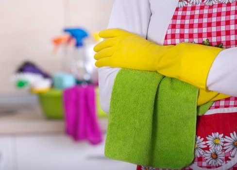 Detailed kitchen move in cleaning with cabinets and countertops cleaned